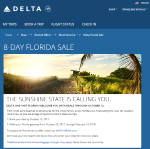 Delta Sale landing page
